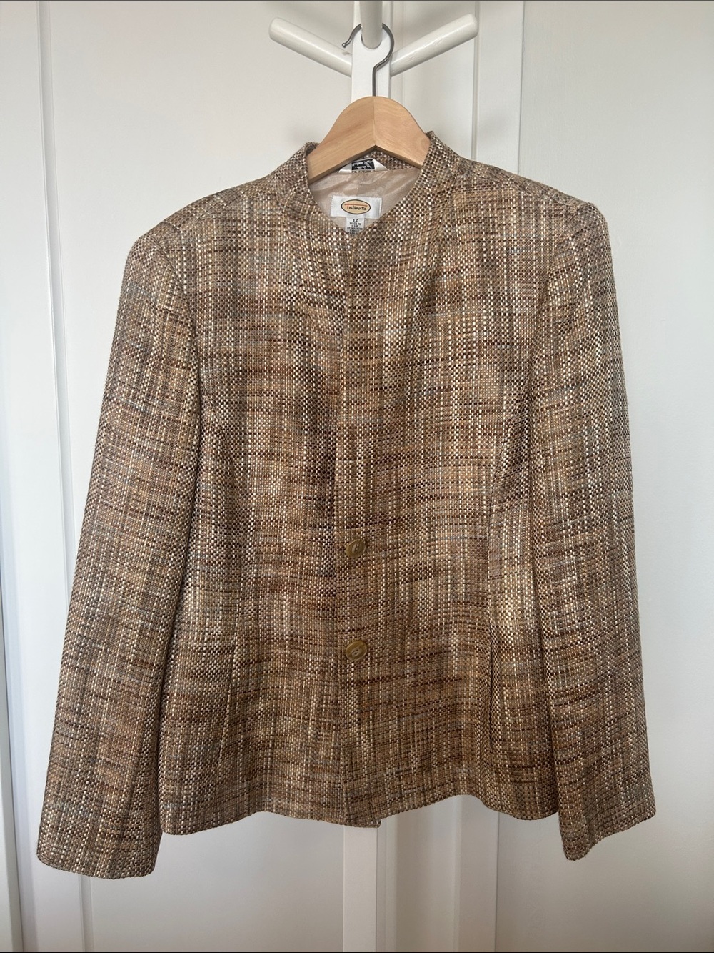 Talbots Womens Tweed Jacket in Brown and Beige